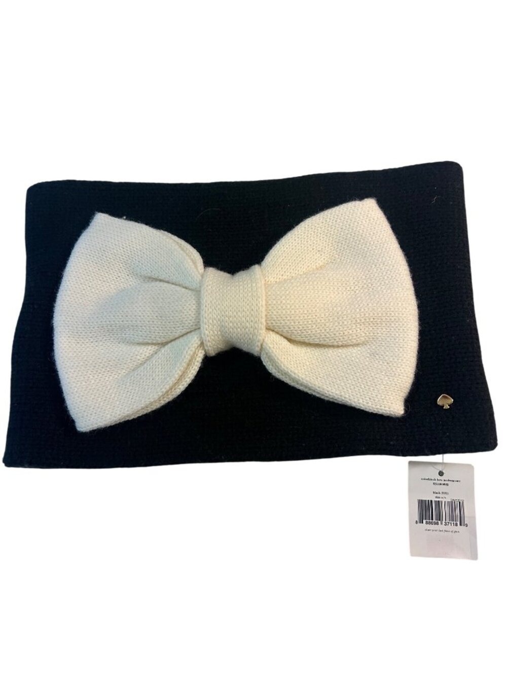 Kate Spade Colorblock Bow Neck Warmer Black & White Wool Blend NWT